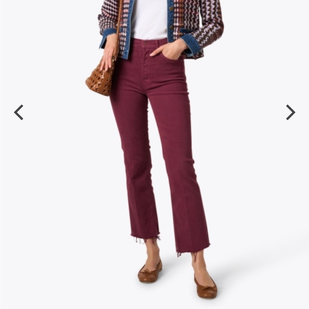MOTHER Tripper Ankle Fray, Size 29, Burgundy, NWT